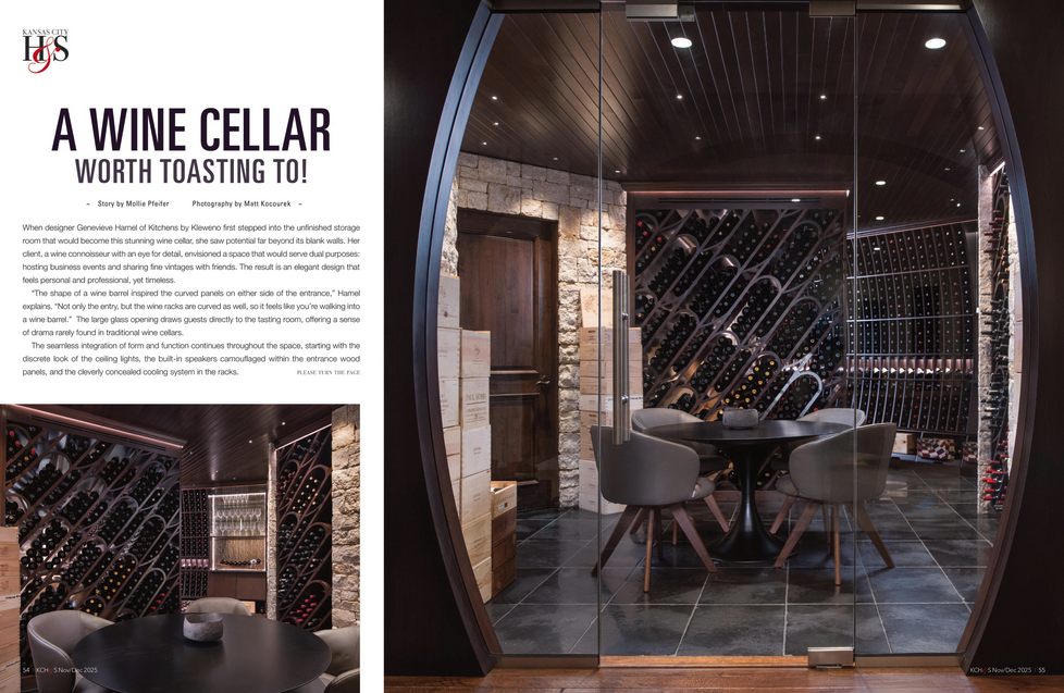 Kitchens by Kleweno Featured in Kansas City Homes & Style A Wine Cellar Worth Toasting To