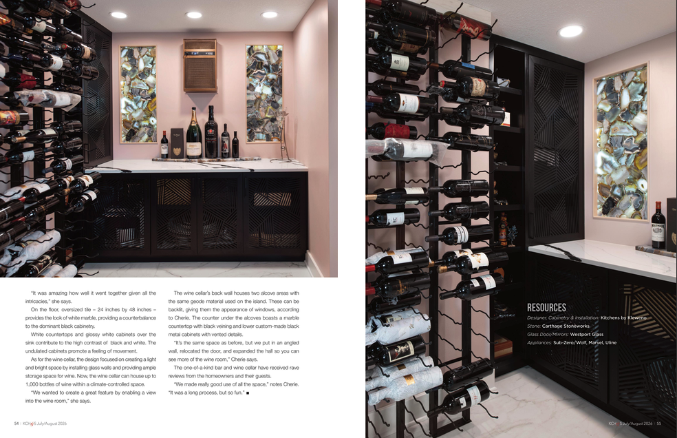 Kansas City Homes & Style article showcasing an award-worthy custom entertaining space designed by Kitchens by Kleweno